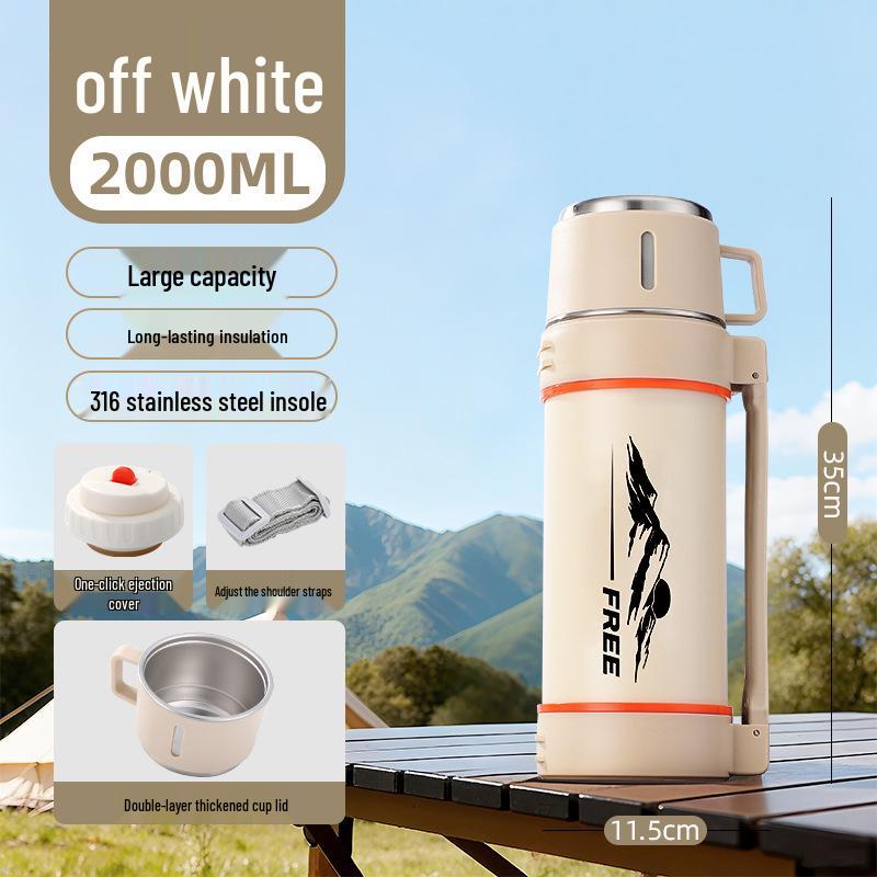 Large Capacity 316 Stainless Steel Insulated Thermos Flask with Portable Design for Outdoor and Travel Use