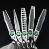 6.0-Inch Serrated Green Gem Hairdressing Scissors - Straight Shears with Antler Fishbone Design
