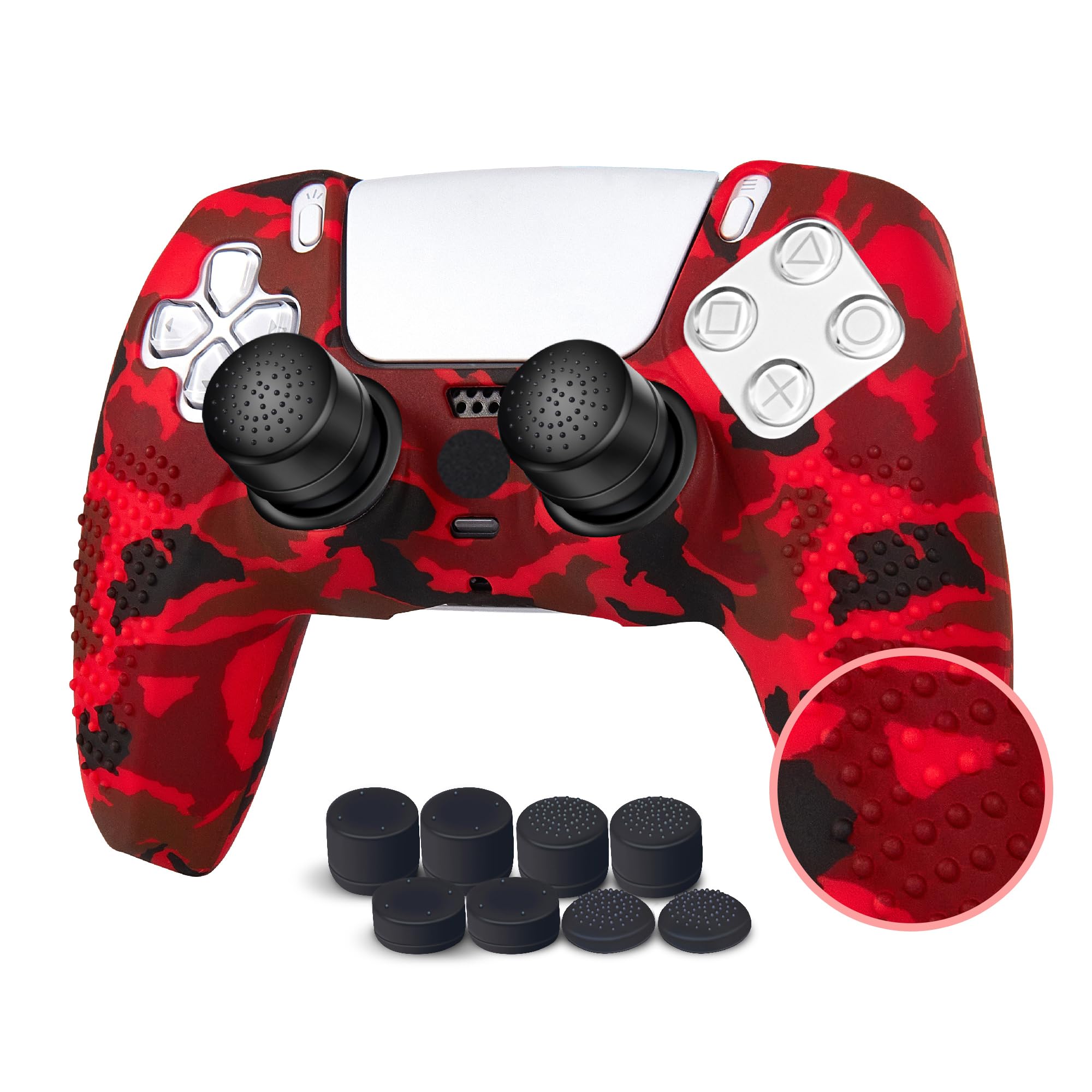 

JYXETOV PS5 Controller Cover Storage Bag Free 8 Button Silicone Charging with Original Suitable for Printing + (27 Options), Caps, Protection,