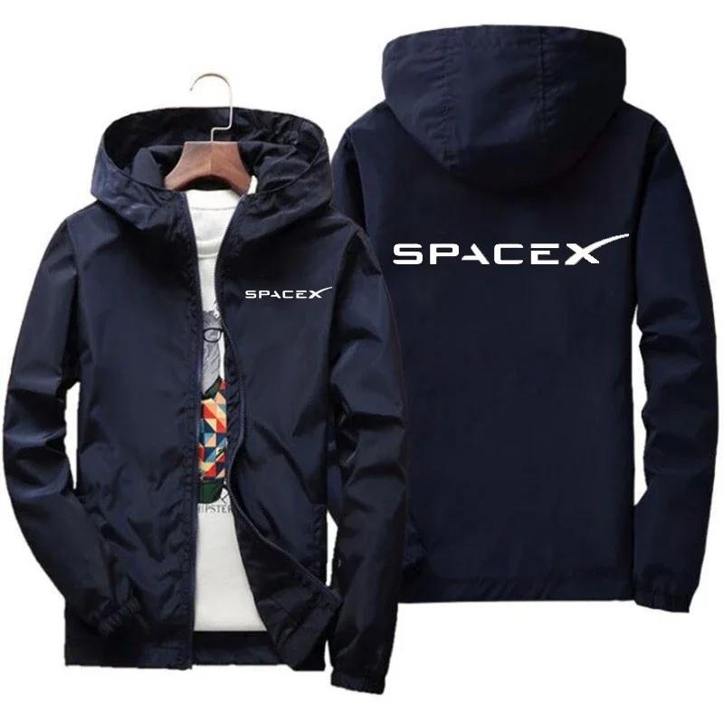 Mountaineer clothing 2026 Nieuwe Heren SpaceX Space X Logo Hoodies Print Casual Lente en Herfst Beschermende Racepakken Sport Ritssluiting Jas Jassen 2XL