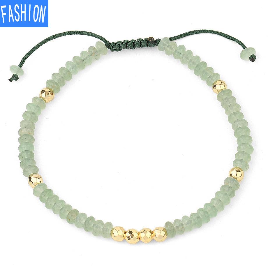 

Регульований плетений браслет ручної роботи з натурального кришталю 4 мм. Браслет із гранованих намистин Green-Aventurine