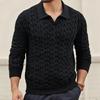 Men Knitted Tops Lapel Long Sleeve Solid Color Sweater Twist Pattern Winter Thick Warm Pullover Tops
