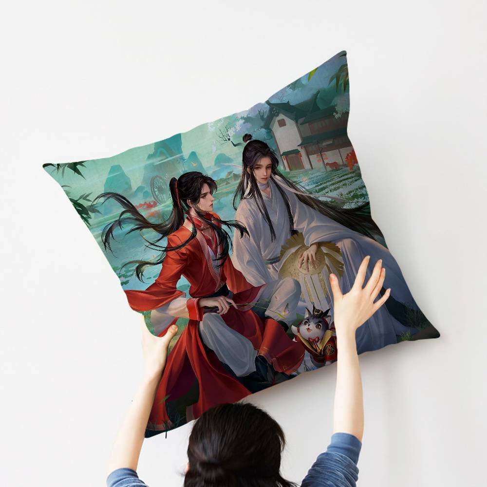 1pc Heavenly Officials Blessing Animation Cushion Cover Car Throw Pillow Case For Sofa Car Christmas Gift 40x40cm 45x45cm