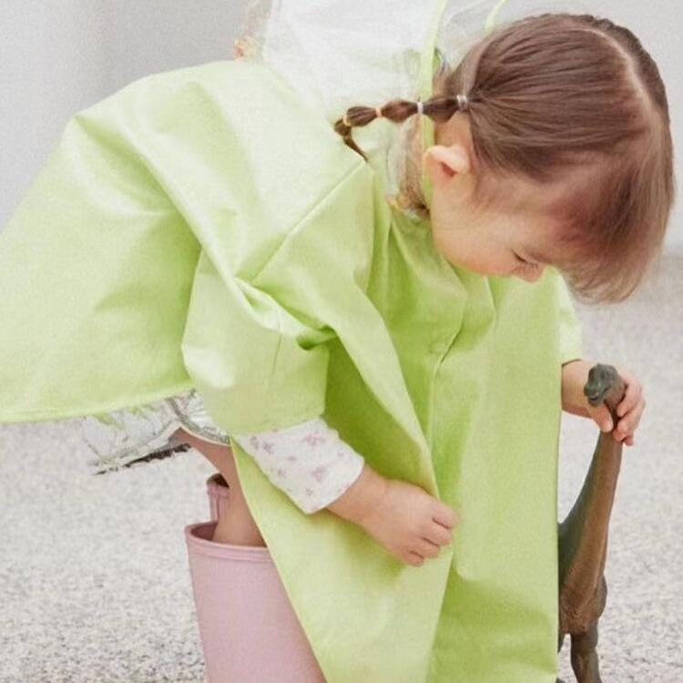 2024 Korean Kids Plaid Hooded Rain Poncho – Cute, Stylish & Spacious for Boys and Girls Yellow Plaid (3-8 years)