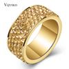 Gold Crystal Jewelry Free Shipping Wholesale Gold Color Stainless Steel Crystal Weddind Rings for Women