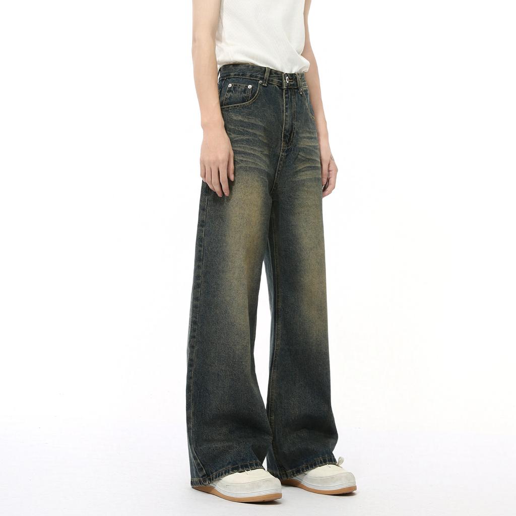 | New Autumn Products, American Vibe Style Texture Old Retro Straight Loose Jeans