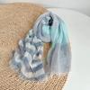 Literary Thin Striped Linen-Cotton Scarf For Women Beach Breathable Sunshade Scarf With Tassel