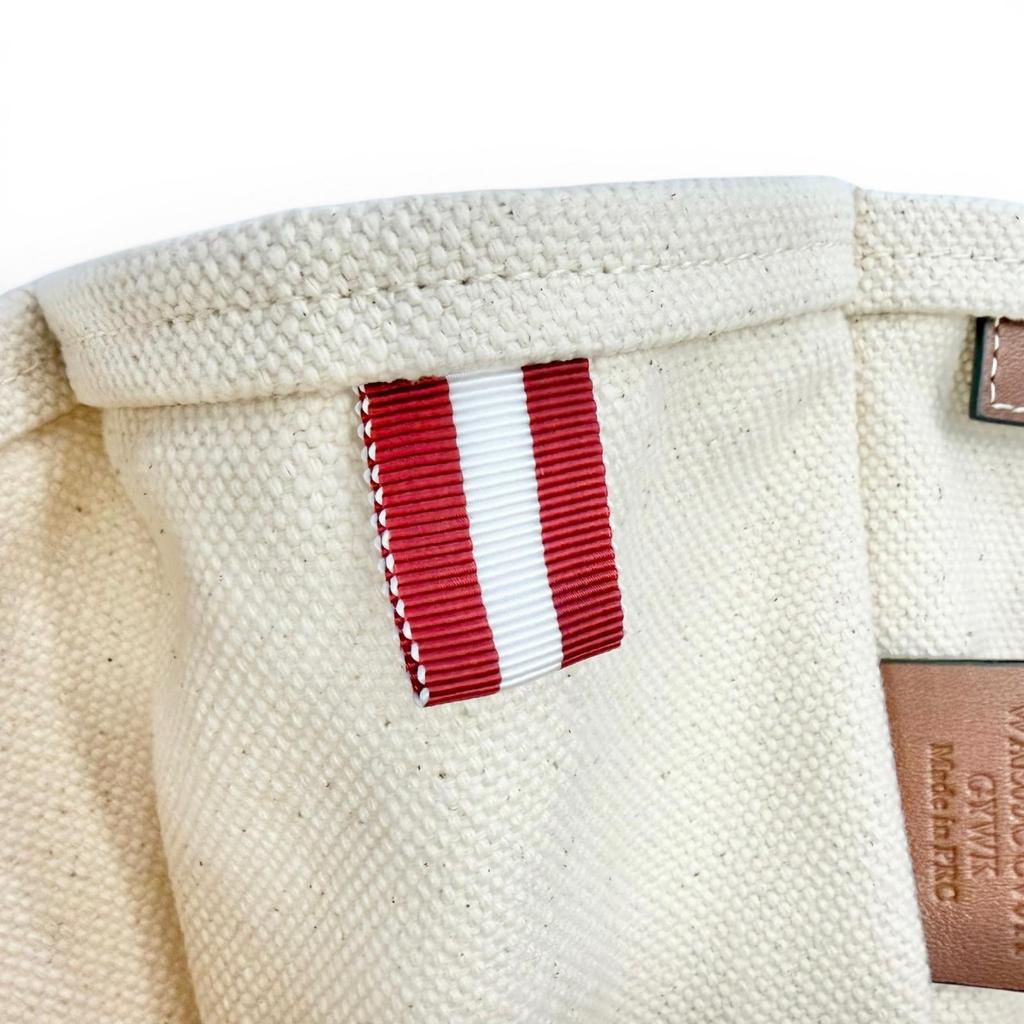 Excellent BALLY Tote Bag AKELEI Large Logo Leather Patch Canvas Ivory System Used