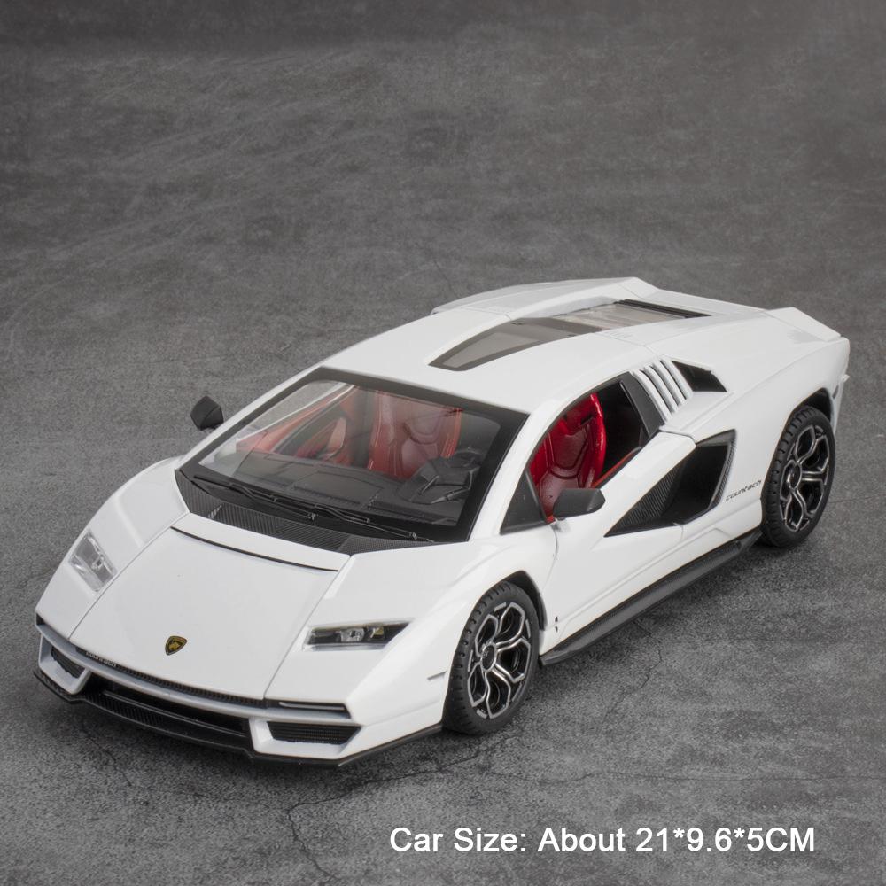 1:24 Lambor Countach LPI800-4 Veneno Toy Car Model Sound Light Pull Back Lift Tail Wing Miniature Vehicles Kids Souvenir Gifts