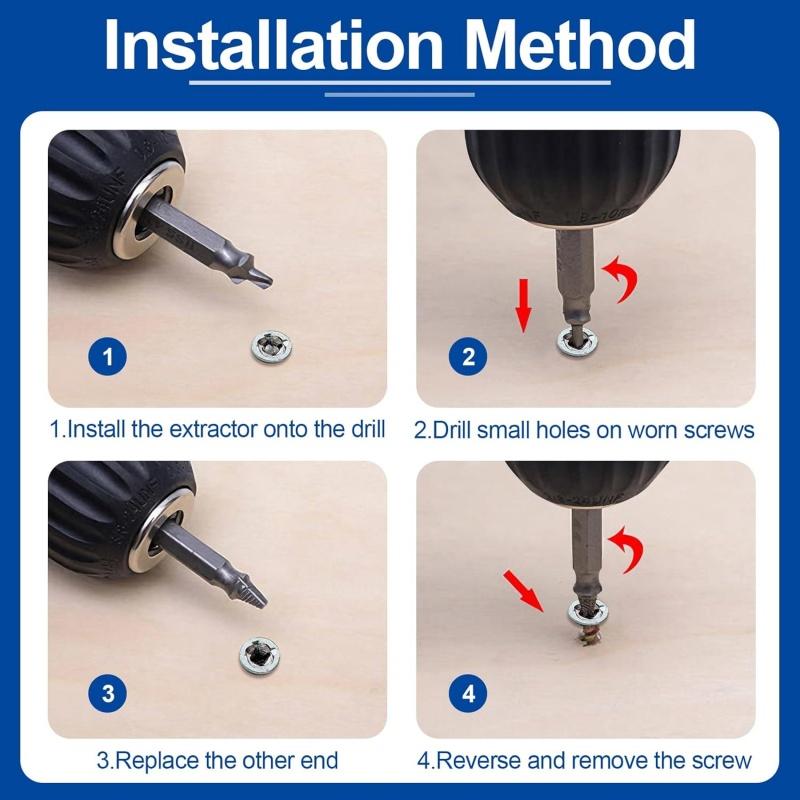 9pcs/set Damaged Screw Extractor Remover & Twist Drill Bit for Stripped Screws