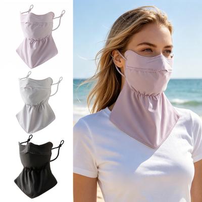 Protetor Facial Tecido Elástico Corte 3D Rosto Pescoço Proteção Solar Protetor Facial com Tiras Elásticas Ajustáveis para Orelhas Verão Exterior Rosto