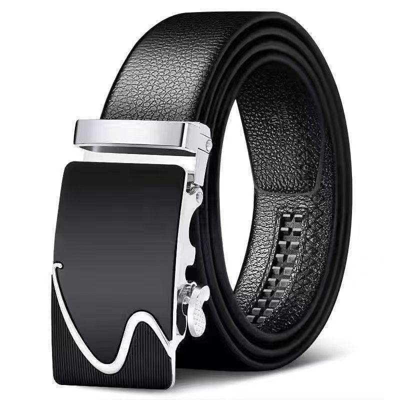 Trendy Youth & Middle-Aged Men's Genuine Leather Automatic Buckle Belt - Korean Style for Casual & Business Wear