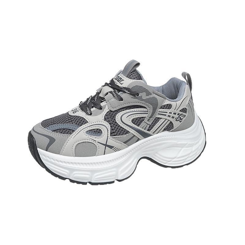 

European dad shoes women s 2025 spring new breathable height increase casual super fire running sneakers 40 чёрный