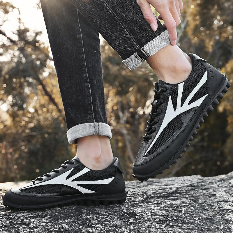 Fashion Handmade Knit Mesh Breathable Shoes for Men 2025 Summer Anti-Bacterial Anti-Slip Sole Sneakers for Outdoor Casual Sports Outfits