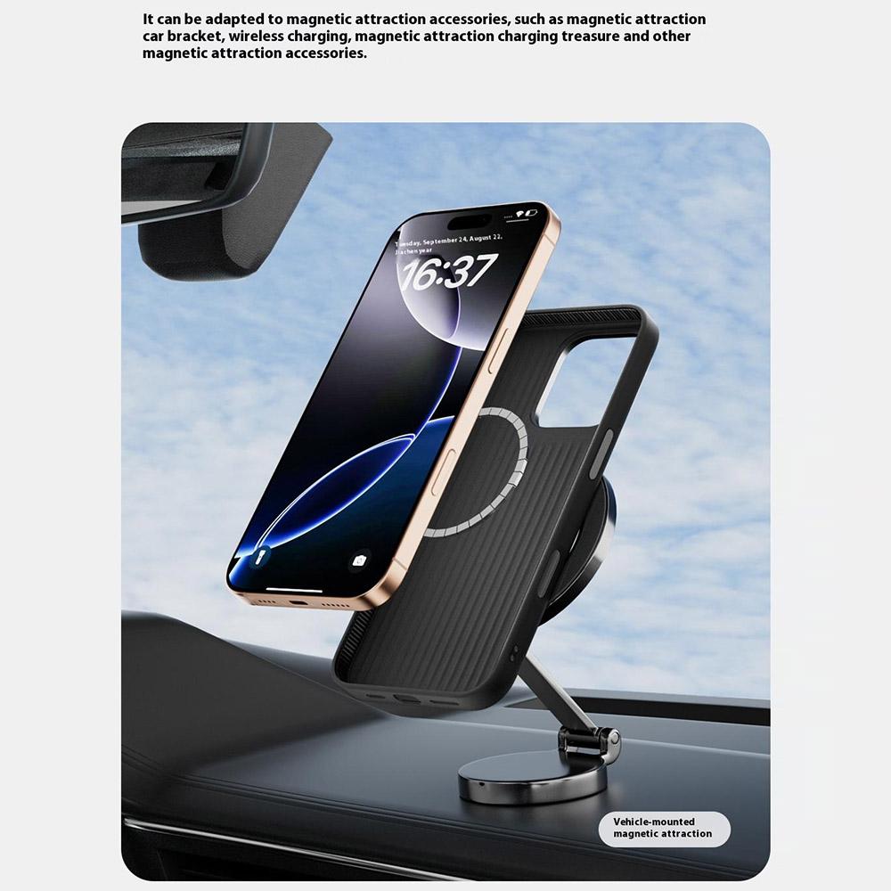 ABEEL Für iPhone 15 Pro Max Hülle Kompatibel mit MagSafe Rückseite mit Kohlefasertextur