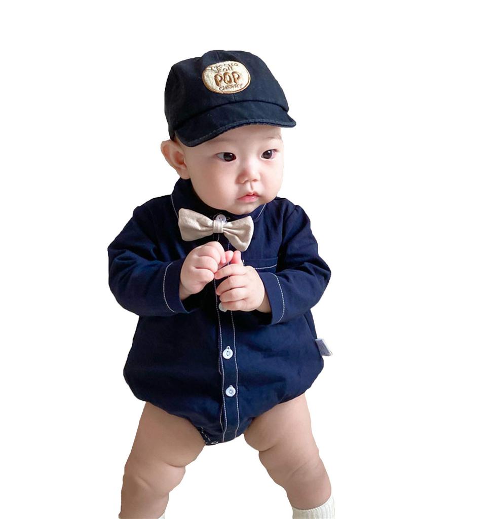SLINX Romper Long Sleeve Denim Shirt with Bow Formal Baby Clothes for Girls and Baby Shower KW04 Boys' Coverall, Tie, Boys, Gift, Children's Gift,