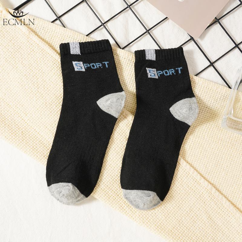 5 Pairs Men's Mid-tube Socks Trendy Casual Sports Sock Male Breathable Comfortable Sweat-absorbent Solid Socks