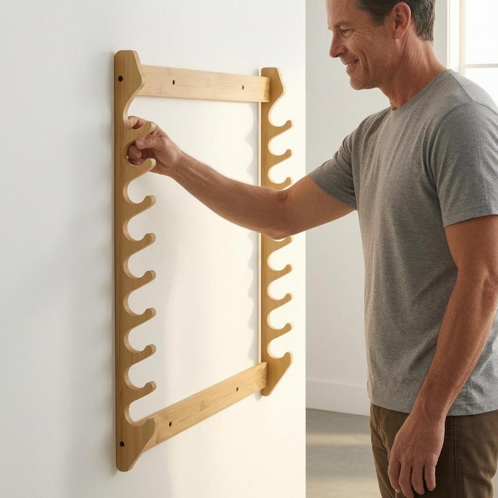 Fishing Rod Rack Wall Display Wooden Holder Pedestal Frame for Rods Organization