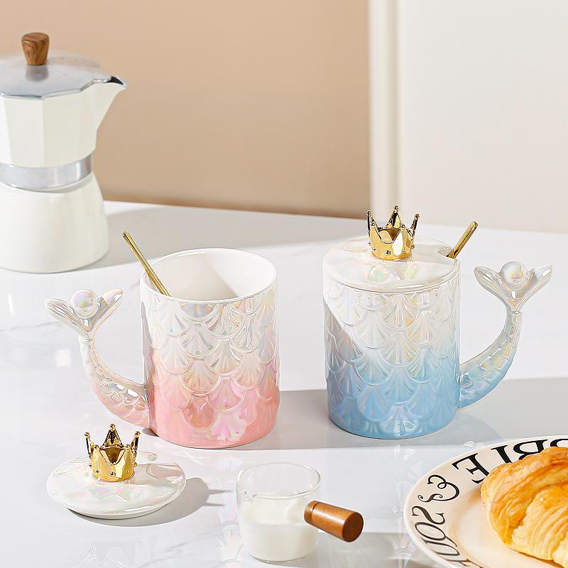 Creative fish scale, mermaid mug, continental breakfast cup, personalized fish tail coffee mug, novelty water cup