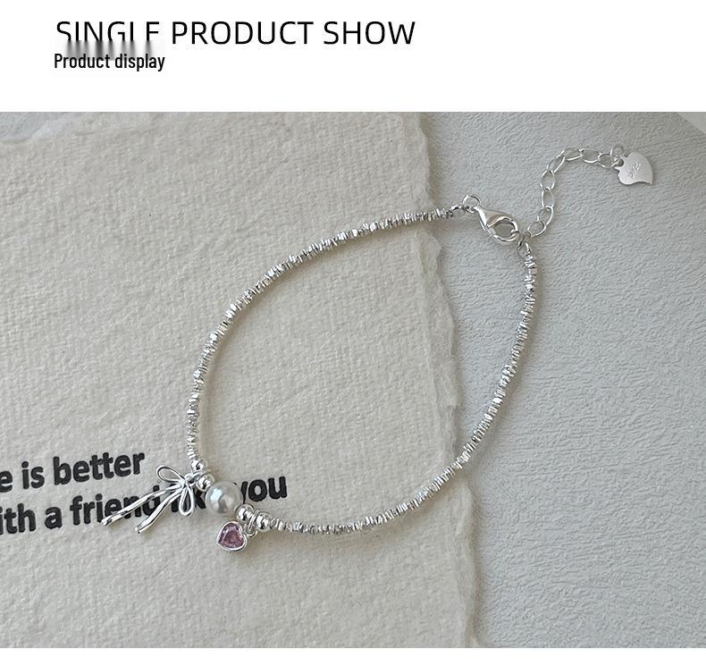 Banyan Tree S925 Silber Herz Schleife Perlenarmband - Süßer koreanischer Stil Schmuck.