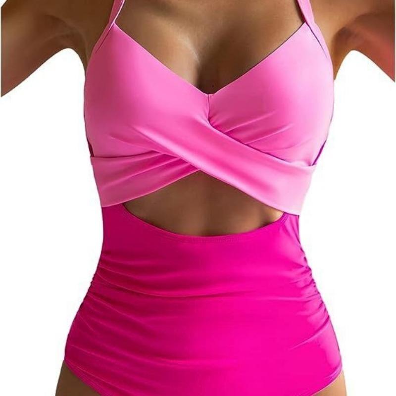 One-piece SSwimsuit for Women, European and American Backless Splicing Sexy Bikini Swimsuit