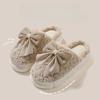 Winter Home Anti-Slip Warm Plush Bow Cotton Slippers