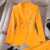 Blazer a tinta unita e a quadri da donna, Giacca da completo in misto cotone poliestere stile urbano, Blazer da pendolare per l'ufficio