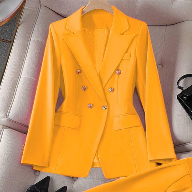 Blazer a tinta unita e a quadri da donna, Giacca da completo in misto cotone poliestere stile urbano, Blazer da pendolare per l'ufficio