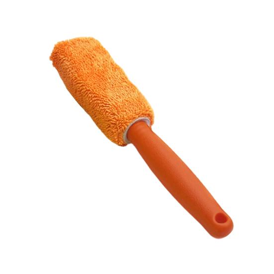 Microfiber Tire Brush with Long Handle Car Wheel Cleaning Tool with Soft Bristles Scratch-Free Essential Auto Detailing Accessory