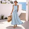 Women's Summer Maxi Dress Short Sleeve V Neck A Line Swing Dress Casual Beach Vacation Flowy Sundress with Pockets