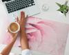 Vinyl Protective Workplace Mat Flower with Drops 90x45 cm