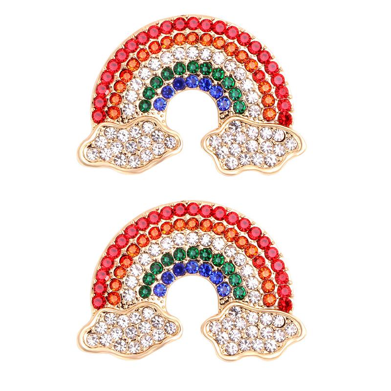 Korean Style Rainbow Cloud Brooch Inlaid Colorful Rhinestone Lapel Pin For Women Clothing Bag Diy Decoration Jewelry Accessories
