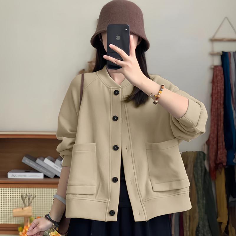 ZANZEA Women Casual Round Neck Long Sleeve Loose Thin Outwear