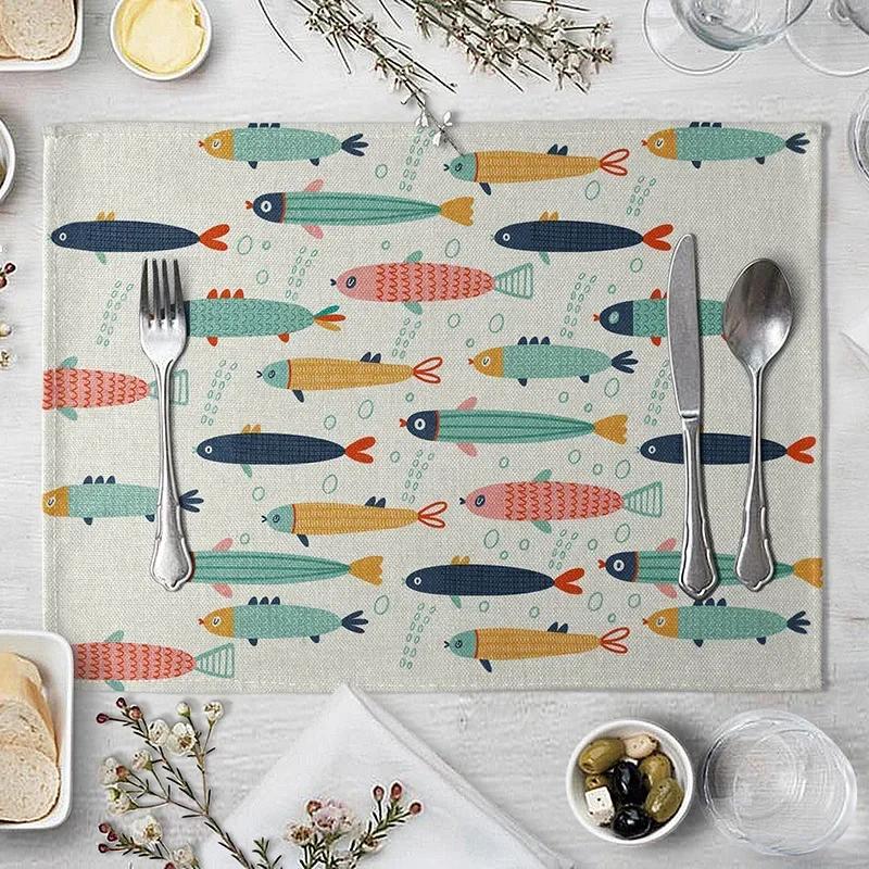 1PC Tiger Lion Place Mat Cartoon Animal Pattern Table  Creative   For Wedding Kitchen Decor Marine Life Placemat