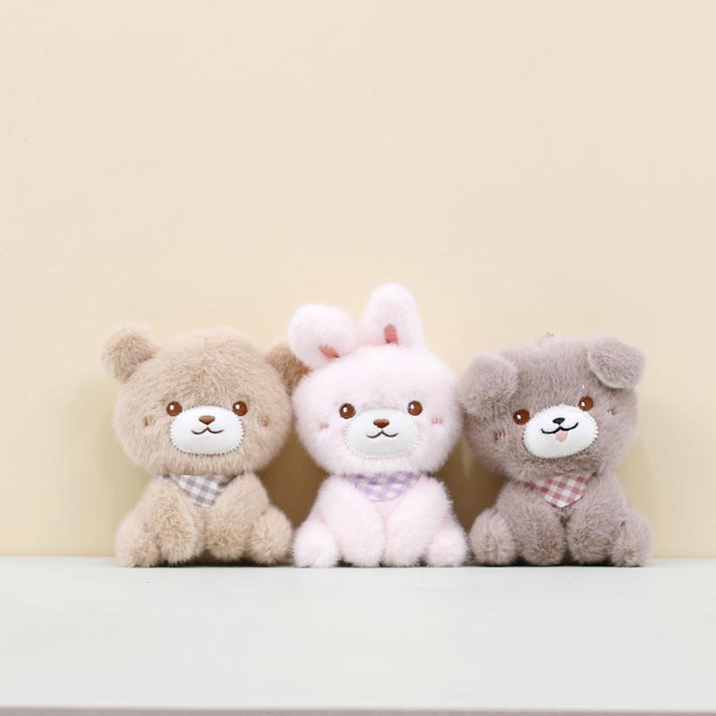 Cute Animal Plush Scarf Bear Keychain Soft Toy Adorable Dog Bunny Duck Accessory