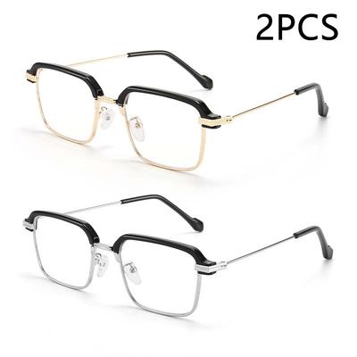 2PCS Metal Presbyopia Glasses Anti Blue Light HD Reading Glasses Portable Fashion Eyewear 52062