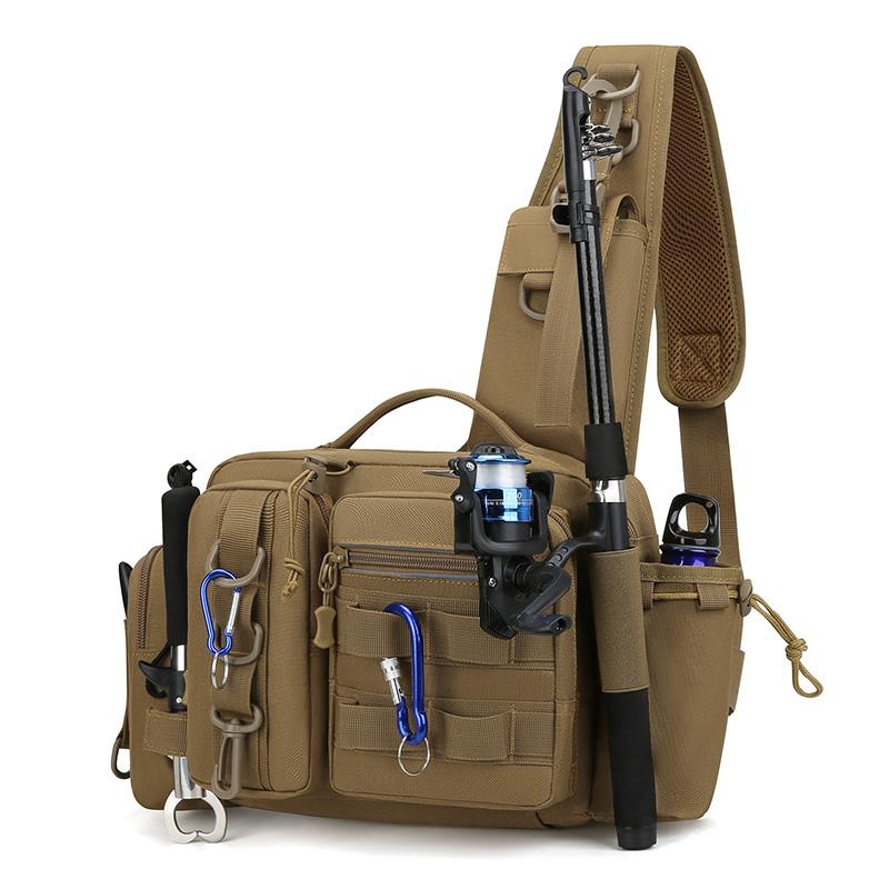 Fishing Tackle Backpack Lure Box Gear Storage Bag Fanny Pack for Men Fly Fishing Backpack with Rod Holder Sling Shoulder Bag