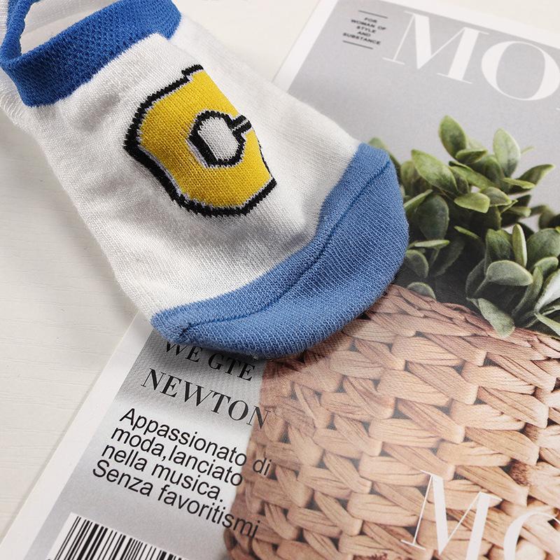 5 Pair/set Women Socks Invisible Silicone Non Slip Boat Socks Funny Cute Cartoon Letter Print Sock