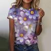 Fashion 3D Floral Print T Shirt for Women Summer Short Sleeve Tees Casual O-Neck Loose Short Sleeve Ladies Top