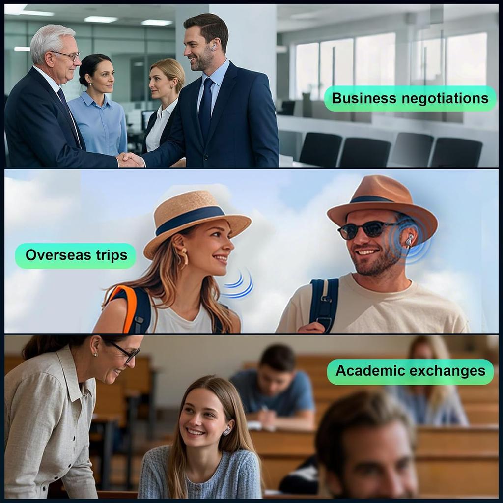 AI Translation Earbuds Real Time 144 Languages Translator Devices 99% Accuracy 4-Microphone Translator Headphones Bussiness Travel Study iOS Android
