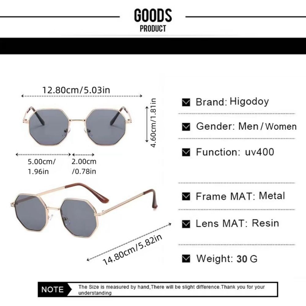 Klassische Metallmode Retro-Sonnenbrille Polygonal Achteckform Brille Trendige Retro-Brillen für stilvollen Schutz