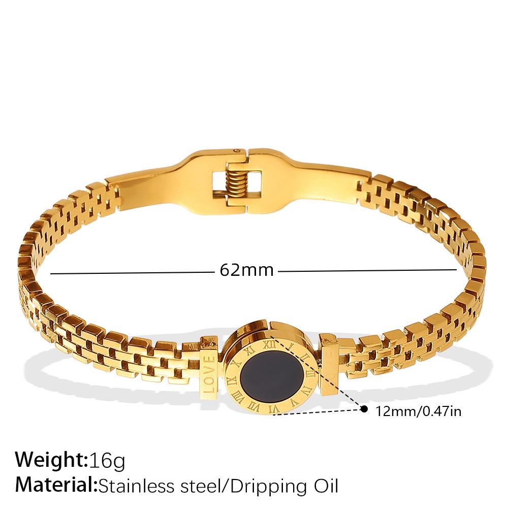European and American Versatile Exquisite Wristwear Personalized Gold Roman Numerals Black Facial Bracelet