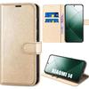 Case for Xiaomi 14 - Gold - PU Leather - Shockproof - Adjustable Stand - Card Slots