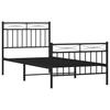 Metal Bed Frame with Headboard and Footboard Black 90x200 Cm