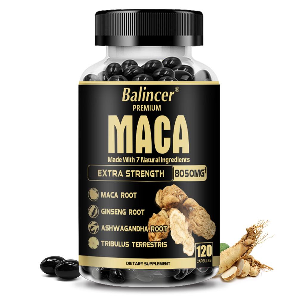 Maca Wortelextract Voedingssupplement, Met Zwarte Peper Extract, 120 Softgels Per Fles