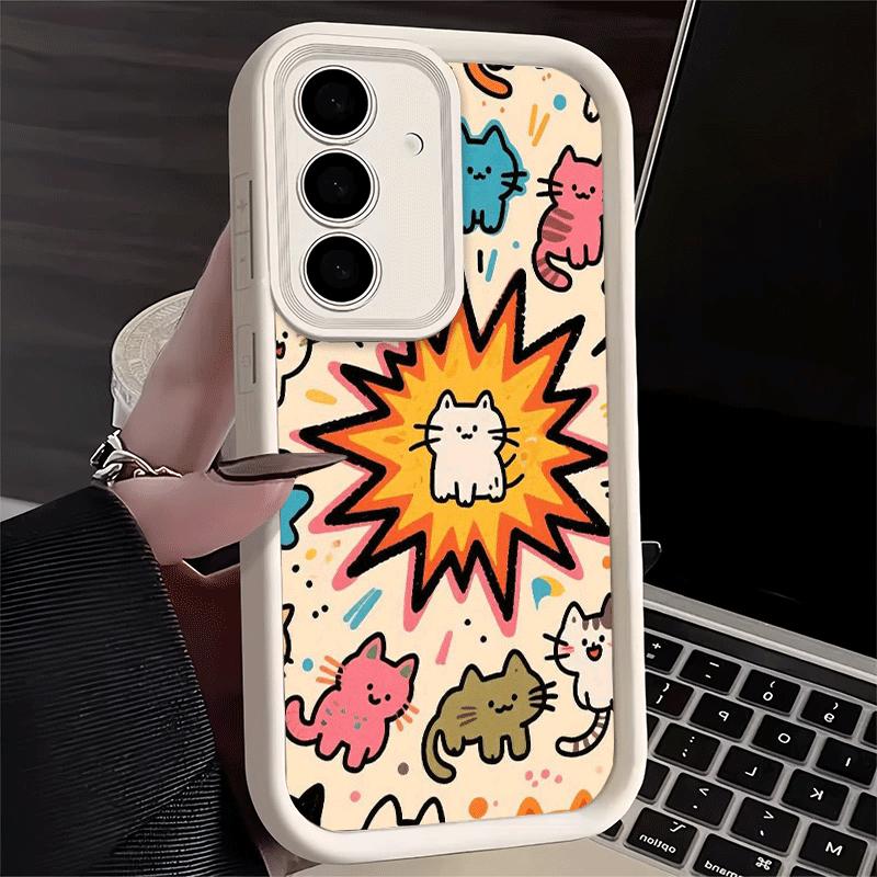 Cartoon Cute Cats Theme Soft Phone Case for Samsung Galaxy S26 Ultra S25 Edge S24 S23 S22 Plus S21 S20 FE 5G Shell Silicone Fund