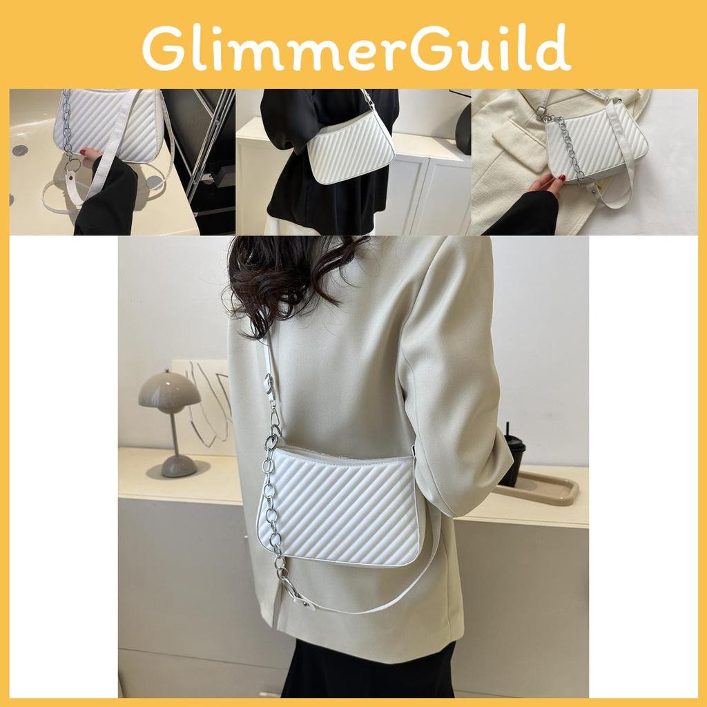 Stylish White Pu Shoulder Bag For Women Versatile Casual Commuter Fashionable Design