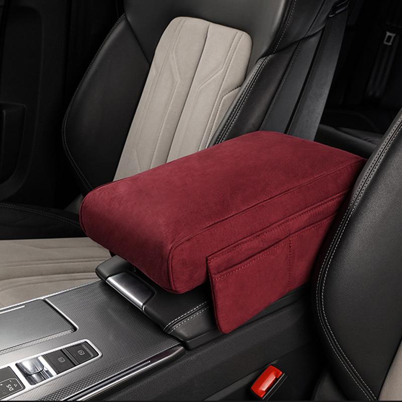 Car Armrest Cushion Suede Armrest Cup Holder Center Console Increased Elbow Support  Armrest Cushion Vehicle Arm Storager Box