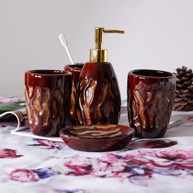 Ceramic Kiln Change Lotion Press Bottle Washing Lotion Bottle Cup Toothbrush Holder Dish Bathroom Accessories Shampoo Dispenser