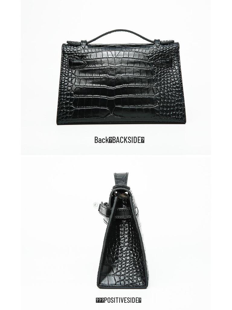 2025 Women's Genuine Leather Mini Handheld Bag - Crocodile Pattern Chain Shoulder Kelly Bag